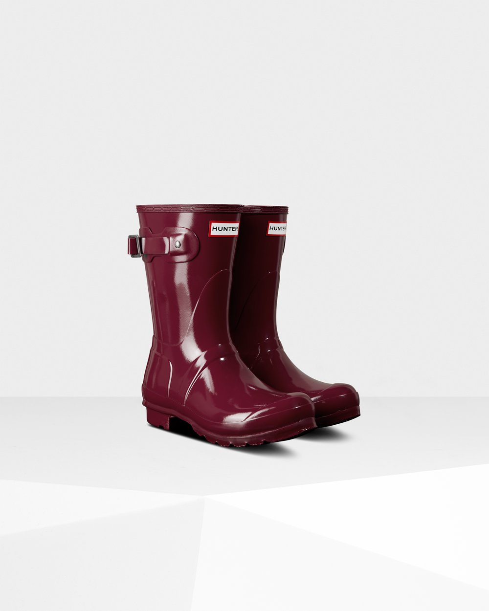 Womens Hunter Short Rain Boots Claret/Red - Original Gloss - 8490357-TM